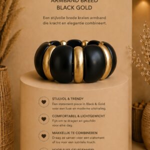 Armband  Michelle bijou breed zwart-goud