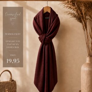 Sjaal Fleur burgundy afmeting 70x200