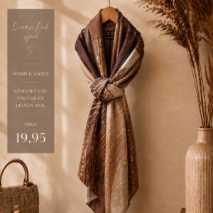 Sjaal Beau taupe-bruin accent 90x180