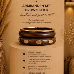 Armbanden set  Michelle bijou coffee-goud.