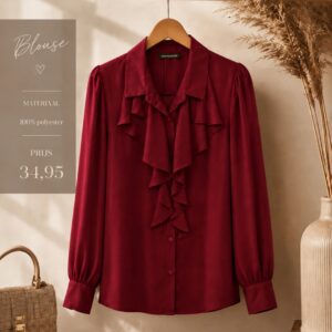 Blouse Liz bordeaux rood mt 42-46.
