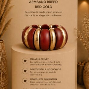 Armband  Michelle bijou bordeaux-goud breed.