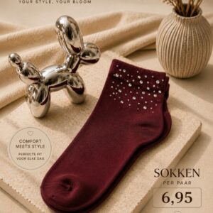 Sokken Melanie  sparkle  rood   mt 36-41.