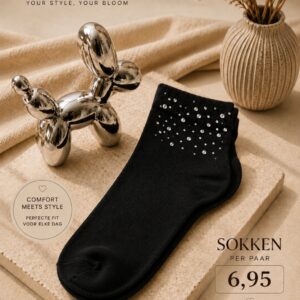 Sokken Melanie  sparkle  zwart   mt 36-41.